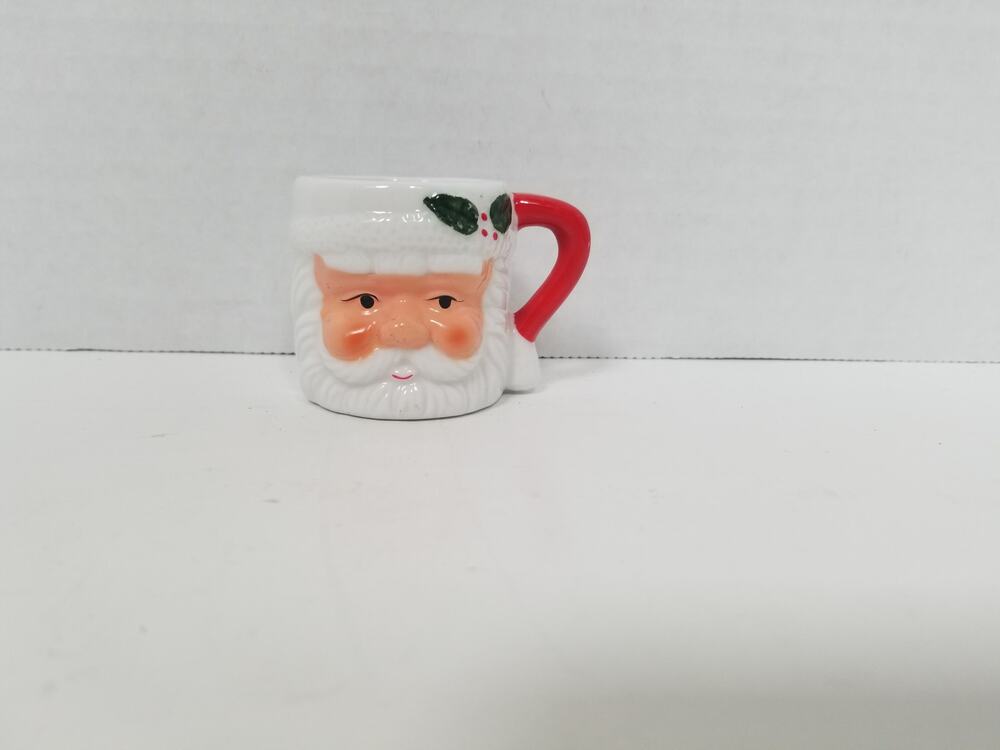 Vintage Christmas Mini Santa Claus Mug Eyes Open 1.75"